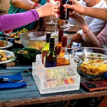 Didaey 4 Pcs Ice Mold Wine Chiller Ice Bottle Chiller Ice Container Mold Ice Silicone Mold Champagne Bucket with Draining Rack for Decorations Centerpiece