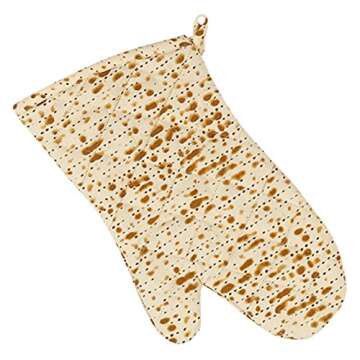 The Kosher Cook Pesach Oven Glove - Matzah Print Design - 100% Cotton - Passover Seder and Kitchen T...
