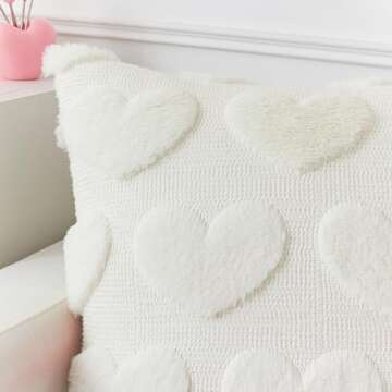 Kevin Textile 18x18 Heart Love Pillow Covers Set of 2