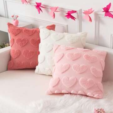 Kevin Textile 18x18 Heart Love Pillow Covers Set of 2