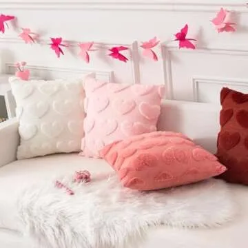 Kevin Textile 18x18 Heart Love Pillow Covers Set of 2