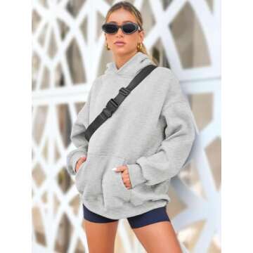 AUTOMET Oversized Sweatshirt for Women Fall Outfits 2025 Fleece Casual Hoodies Sweaters Long Sleeve Fashion Shirts with Pockets Grey S