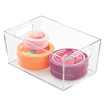 mDesign Clear Bathroom Organizer Bins with Handles - 2 Pack