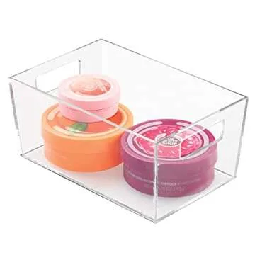 mDesign Clear Bathroom Organizer Bins with Handles - 2 Pack