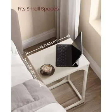 VASAGLE C-Shaped End Table, Small Side Table for Couch, Sofa Table with Metal Frame for Living Room, Bedroom, Bedside, Cream White