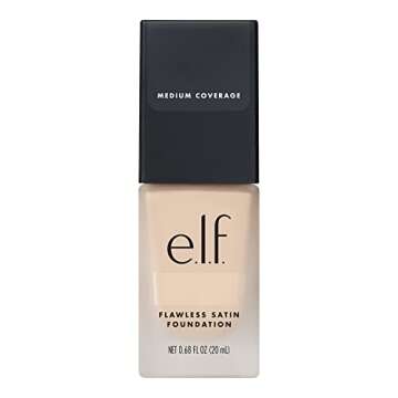 e.l.f. Flawless Satin Foundation, Lightweight & Medium Coverage, Semi-Matte Finish, Vegan & Cruelty-Free, Pearl, 0.68 Fl Oz (20mL)
