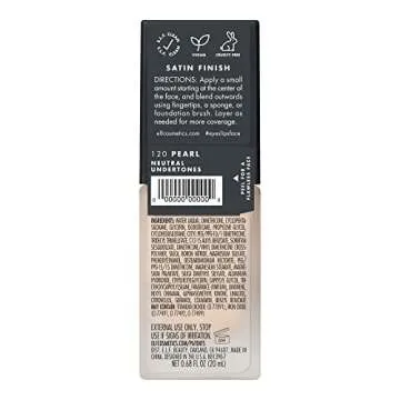 e.l.f. Flawless Satin Foundation, Lightweight & Medium Coverage, Semi-Matte Finish, Vegan & Cruelty-Free, Pearl, 0.68 Fl Oz (20mL)
