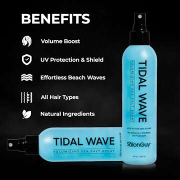 THESALONGUY Tidal Wave Sea Salt Spray for Men - Volumizing & Texturizing Spray with Natural Sea Salt & Kelp for Beach Waves | Light & Non-greasy | Paraben & Alcohol-Free for All Hair Types