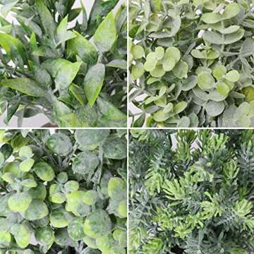 Zuvas 4 Pack Fake Plants Mini Potted Artificial Plants Faux Plants Indoor Plastic Eucalyptus Greener...