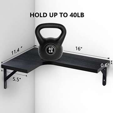 EACHPAI Floating Corner Shelves for Wall Décor Storage, Wall Shelves Set of 4, Wall Mounted Wood Shelves for Home Decor, Bedroom, Living Room, Bathroom, Kitchen, Office (Black)…