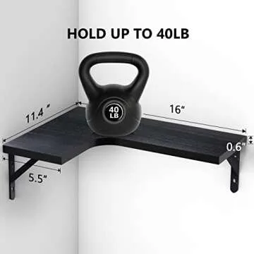 EACHPAI Floating Corner Shelves for Wall Décor Storage, Wall Shelves Set of 4, Wall Mounted Wood Shelves for Home Decor, Bedroom, Living Room, Bathroom, Kitchen, Office (Black)…