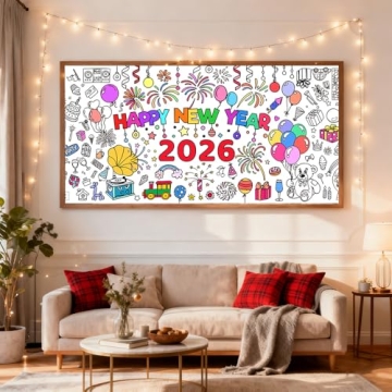 Happy New Year Coloring Tablecloth 2026 for Kids and Teens