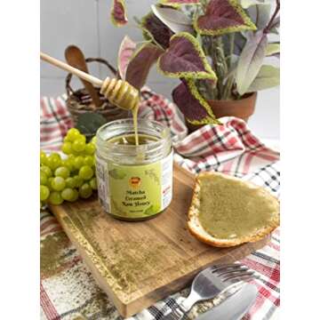 Pearl Honey Spreads - Organic Matcha Flavored Creamed Raw Honey - Chemical Free, Soy Free & 100% Naturally Flavored | 8.8 oz Jar