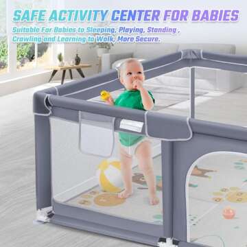 Suposeu Portable Baby Playpen with Mat - Safe & Spacious