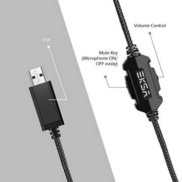 EKSA E1000 USB Gaming Headset for PC, Computer Headphones with Microphone/Mic Noise Cancelling, 7.1 ...