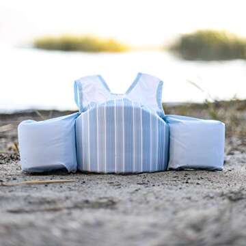 Little Fin Swimmer Float Vest for Pool, Blue, Aqua Kids Floaty Accessory from 30 to 50lbs, Toddler Swim Vest with Arm Wings Boys Ollie Swimmer