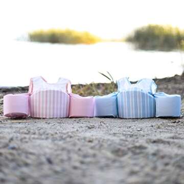 Little Fin Swimmer Float Vest for Pool, Blue, Aqua Kids Floaty Accessory from 30 to 50lbs, Toddler Swim Vest with Arm Wings Boys Ollie Swimmer