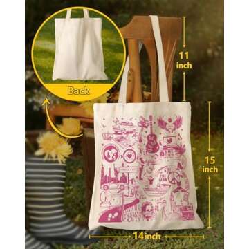 STSNano Tote Bag for Women Aesthetic Vintage Cute Canvas Tote Bag Music Inspired Bags Reusable Casua...