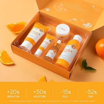 LAIKOU Skin Care Set Vitamin C Women Beauty Gift Sets Skin Care Kit with Cleanser, Toner, Serum, Eye Cream, Face Cream Travel Kit for Women Teen Girls Mom Daughter Birthday TSA-friendly Sizes 5pcs