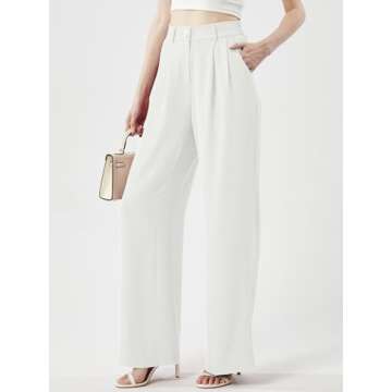 EAVORIL Women's Casual Wide Leg Pants Long Straight Suit Pants High Waisted Business Work Outfits Tr...