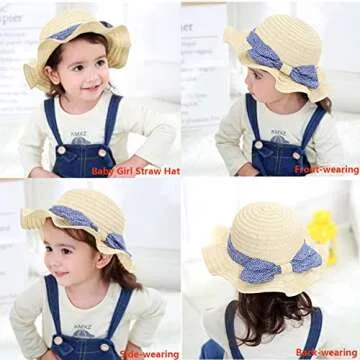 Baby Hat Summer Straw Hat Bowknot Beach Sun Protection Hat for Girls
