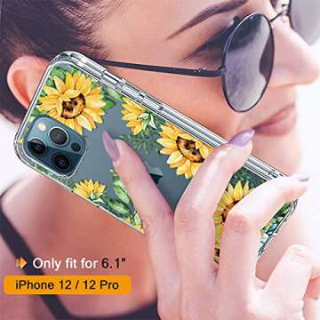 GiiKa for iPhone 12 Case, iPhone 12 Pro Case with Screen Protector, Clear Protective Floral Girls Wo...