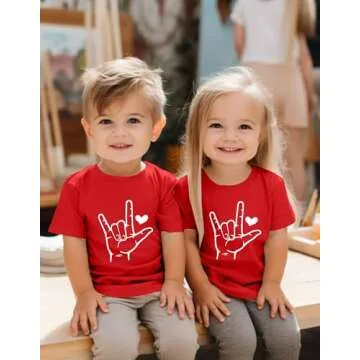 Mommy and Me Valentines Outfits: Boys Girls Toddler T-Shirt Valentine's Day Shirts Cute Kid Gifts Tee Matching Tee Tops A-red