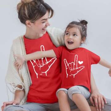 Mommy and Me Valentines Outfits: Boys Girls Toddler T-Shirt Valentine's Day Shirts Cute Kid Gifts Tee Matching Tee Tops A-red