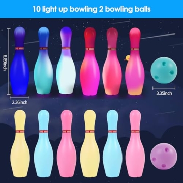Zloveleexr Glow in The Dark Bowling Set for Kids Play