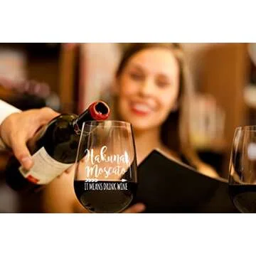 Hakuna Moscato Funny Stemless Wine Glass for Women