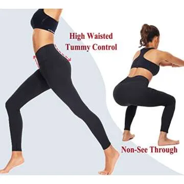 High Waisted Leggings for Women-Womens Black Seamless Workout Leggings Running Tummy Control Yoga Pants(L-XL)