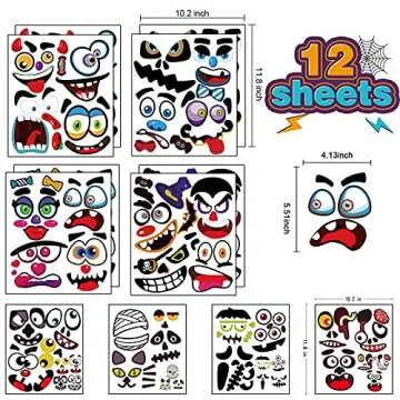 Halloween Pumpkin Decorating Stickers Kit, Make Jack-O-Lantern Face Decals for Pumpkins and Squashes...