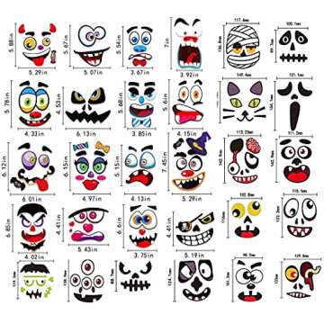 Halloween Pumpkin Decorating Stickers Kit, Make Jack-O-Lantern Face Decals for Pumpkins and Squashes, 60 Funny Expressions Crafts Halloween Treat Party Decor Idea Gifts for Kids - 12 Sheets