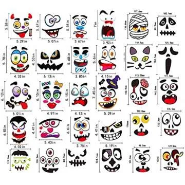 Halloween Pumpkin Decorating Stickers Kit, Make Jack-O-Lantern Face Decals for Pumpkins and Squashes, 60 Funny Expressions Crafts Halloween Treat Party Decor Idea Gifts for Kids - 12 Sheets