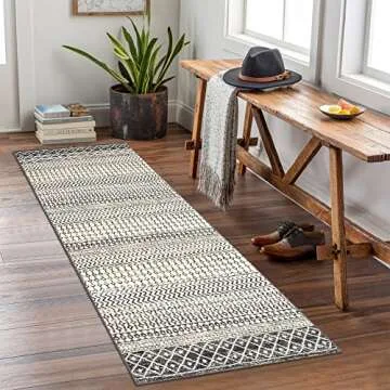 Nailttos Moroccan Hallway Runner Rug, 2x8 Ultra Soft Runner Rugs with Rubber Backing Non Slip, Washable Bathroom Runner Rug Distressed Floor Carpet Runner for Entryway Kitchen Bedroom Laundry Room