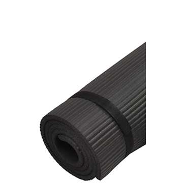 Signature Fitness 1/2-Inch Extra Thick High Density Anti-Tear Exercise Yoga Mat with Knee Pad and Ca...