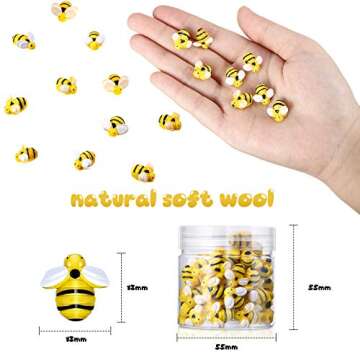 Hicarer 45 Pieces Tiny Bees Craft Decoration Party Decor Honey Resin Bee Flatback Bee Shaped Embelli...
