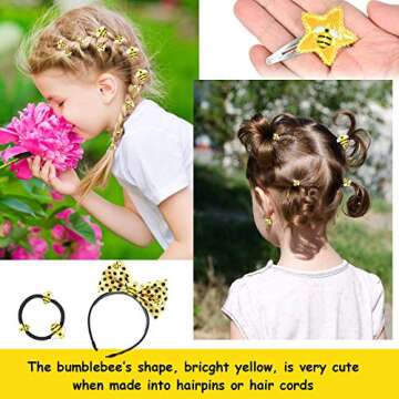 Hicarer 45 Pieces Tiny Bees Craft Decoration Party Decor Honey Resin Bee Flatback Bee Shaped Embellishment with Storage Box for DIY Craft Home (0.51 Inch)