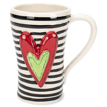 Charming DEMDACO Tracy Pesche Black Stripes Heart Mug for Every Occasion