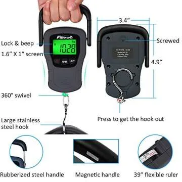 Fishfun Digital Fish Scale with Lip Gripper - Accurate 110lb