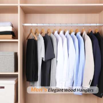 Amazon Basics Wooden Suit Hangers 20-Pack - Durable & Stylish