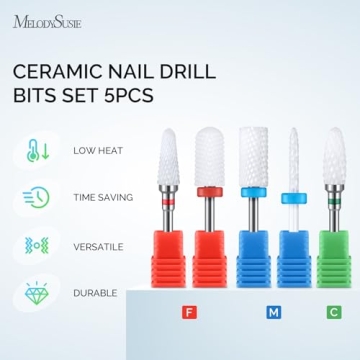 MELODYSUSIE Ceramic Nail Drill Bits Set for Professionals