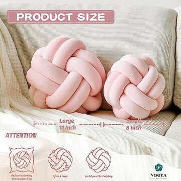 VBGYA Knot Pillow Ball, Soft Home Decorative Throw Pillows Cushion, Round Changeability Knotted Pill...