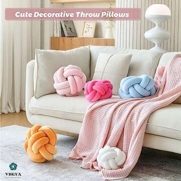 VBGYA Knot Pillow Ball, Soft Home Decorative Throw Pillows Cushion, Round Changeability Knotted Pillows, Modern Home Handmade Cushions for Bedroom, Sofa, Couch (8 Inch, Light Pink)