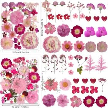 148PCS Pink Dried Flowers & Butterfly Stickers Craft Set
