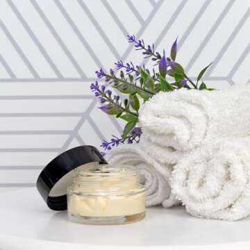 Cornucopia 15-Milliliter Clear Glass Balm Jars (12-Pack); 1/2 oz Cosmetic Jars with Lined Black Plastic Lids