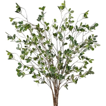 Sggvecsy 43’’ 6Pcs Artificial Ficus Branches Faux Leaf Spray Green Eucalyptus Branches Artificia...