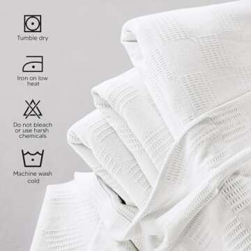 Utopia Bedding White 100% Cotton Blanket [Queen Size - 90x90 Inch] 350GSM Lightweight, Soft and Breathable Thermal Blanket for All Seasons