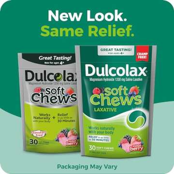 Dulcolax Saline Laxative Soft Chews, Fast-Acting Laxative, Gentle Constipation Relief, Mixed Berry F...