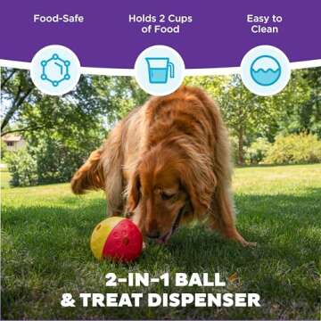 Outward Hound by Nina Ottosson Treat Tumble Interactive Puzzle Ball Dog Toy, Level 1 Beginner, Pink, Large